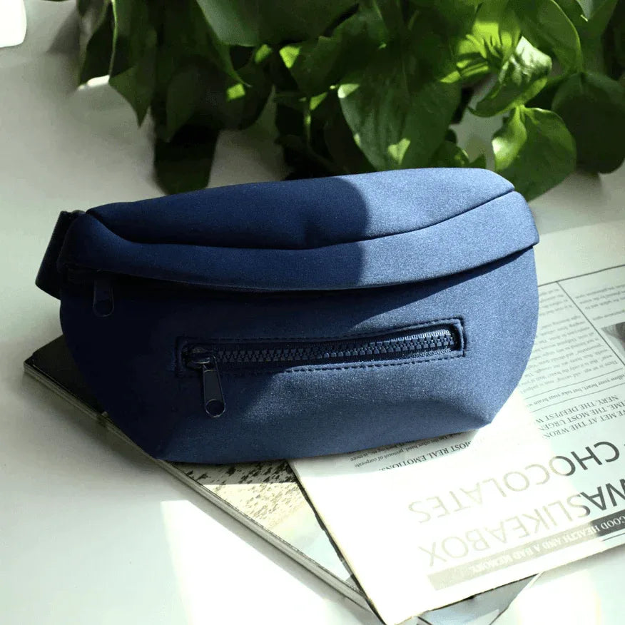 Neoprene Fanny Pack Waist Bag Crossbody Bag - Navy