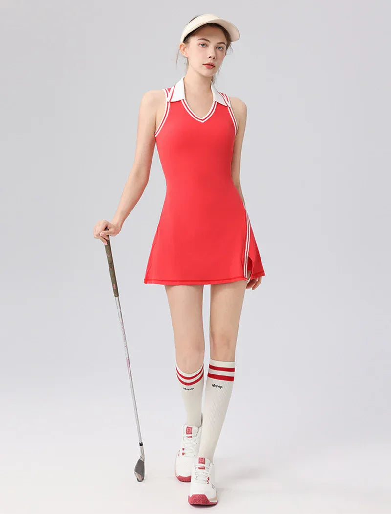 Tennis Dresses Polo Golf Dress with Built in Bra and Shorts -