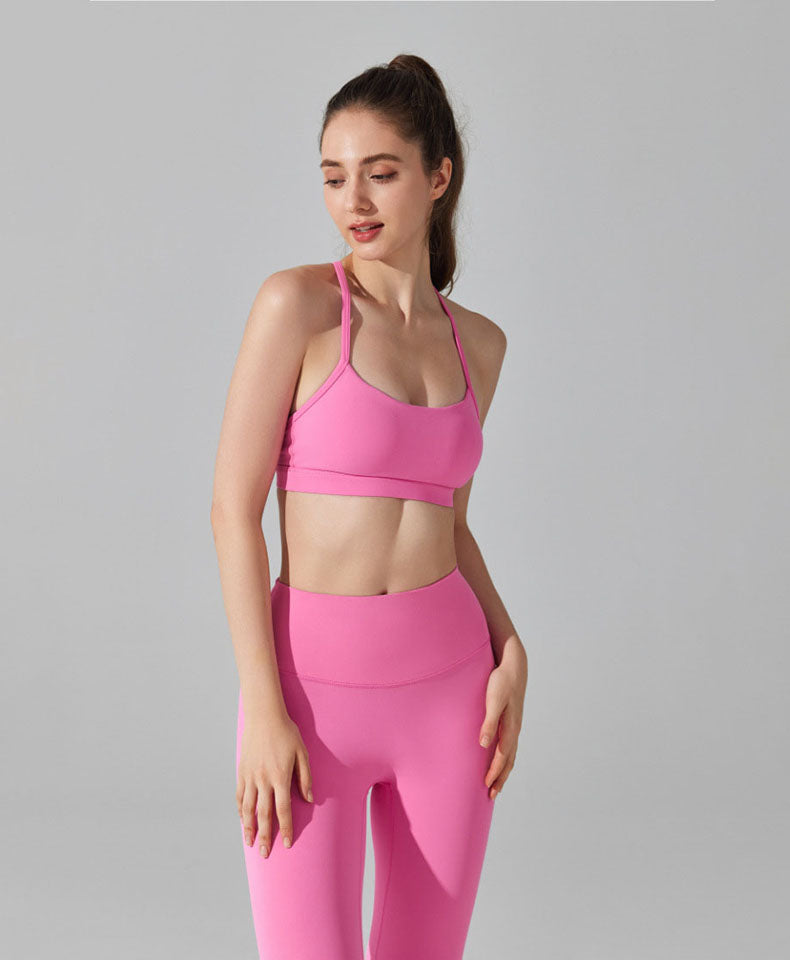 Y Back Spaghetti Straps Sports Bra