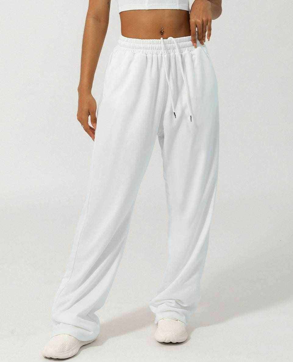 Women Elastic High-Waist Wide Leg Sweatpants