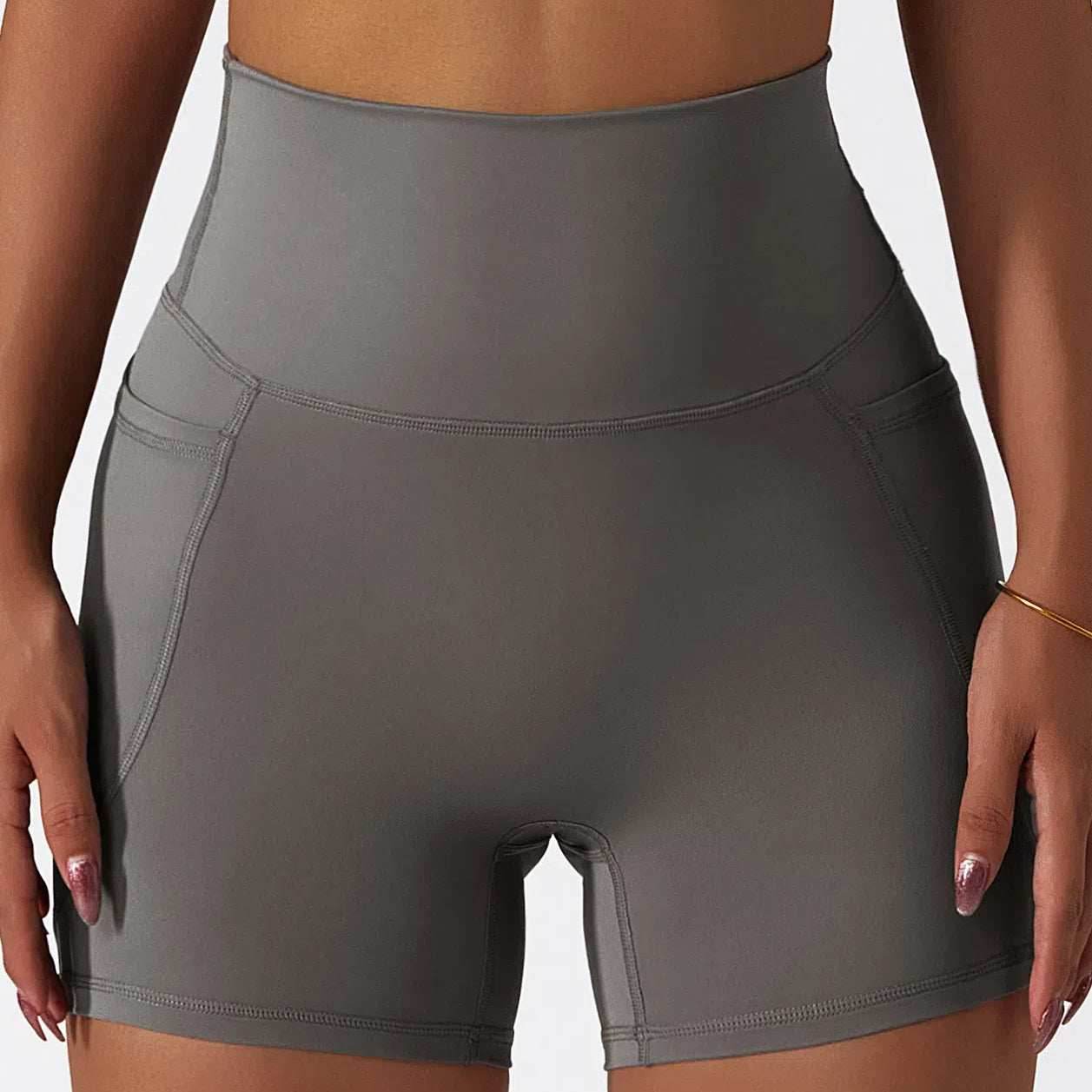 Solid High Waist Yoga Short