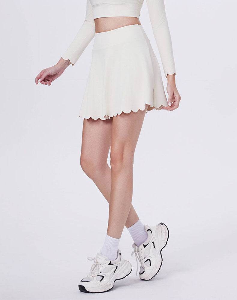 Mini Scalloped Hem Athletic Tennis Skirts with Short -