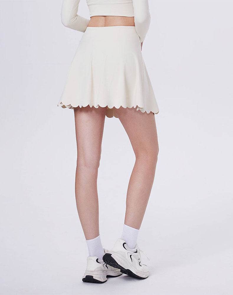 Mini Scalloped Hem Athletic Tennis Skirts with Short -