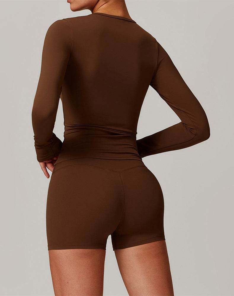 Athletic Wear with Long Sleeve Slim Fit T-Shirt and Short