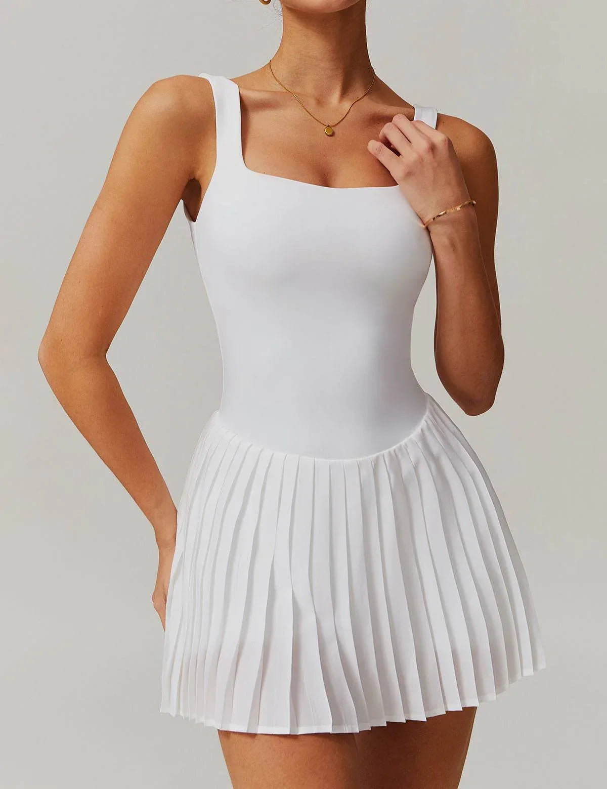 One Piece Tennis Dress With Inside Shorts and Pockets -
