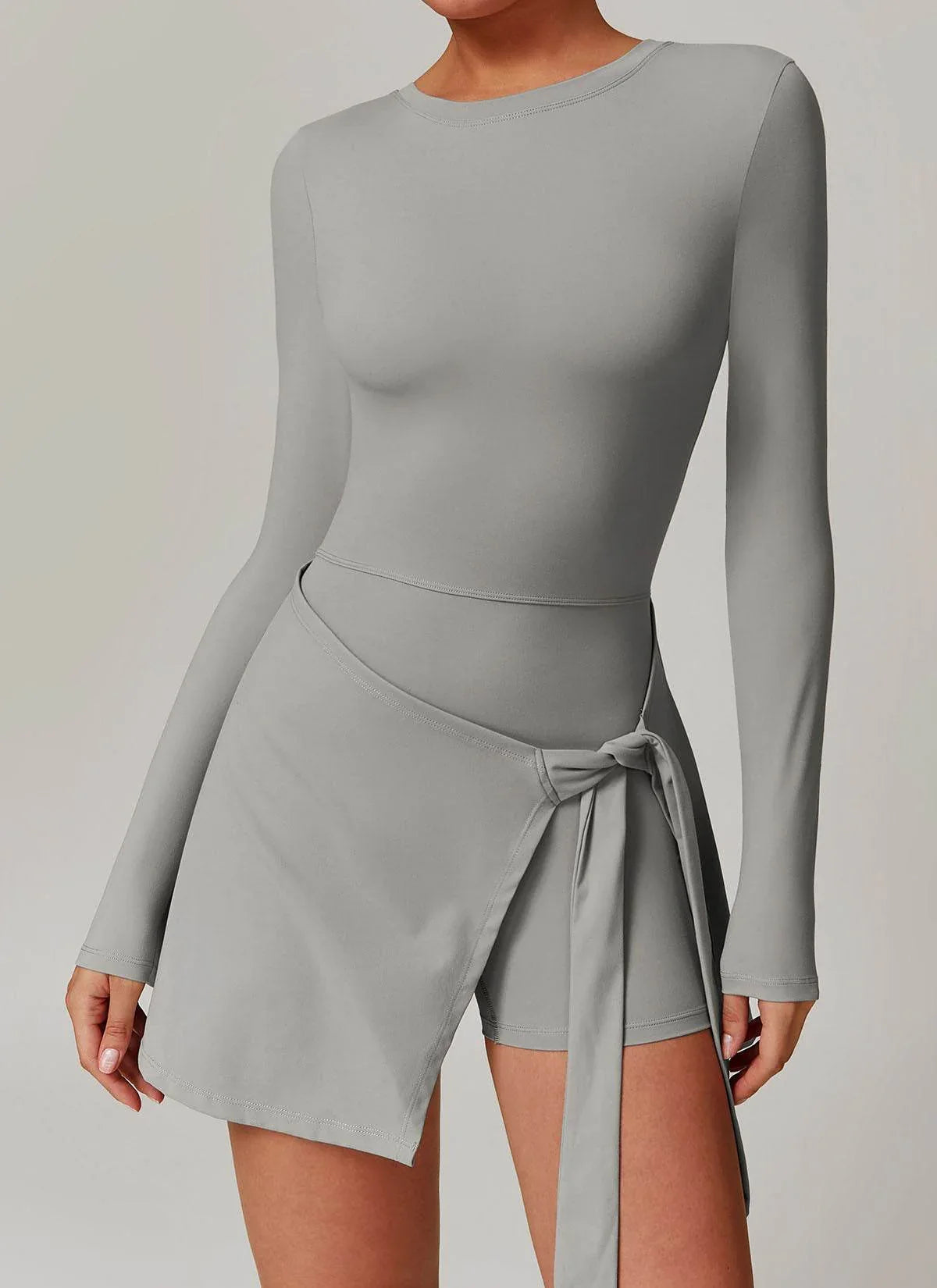 Long Sleeve Tennis Jumpsuit Dress With Shorts -