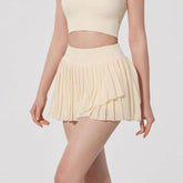 Fashion Solid Color Double Layer Tennis Skirt
