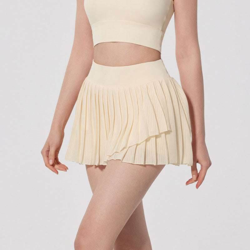 Fashion Solid Color Double Layer Tennis Skirt
