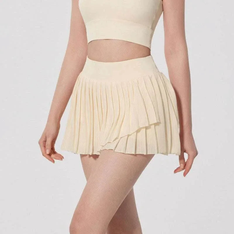 Fashion Solid Color Double Layer Tennis Skirt