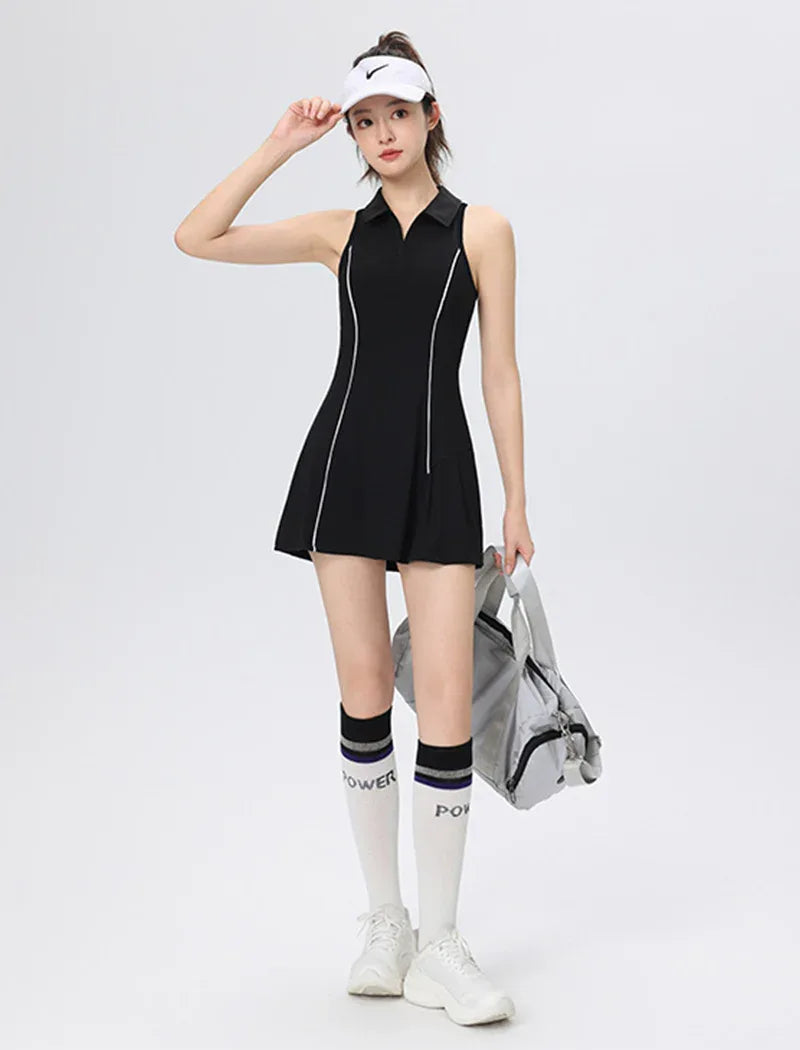 Tennis Golf Dresses Sleeveless Athletic Dress with Shorts -