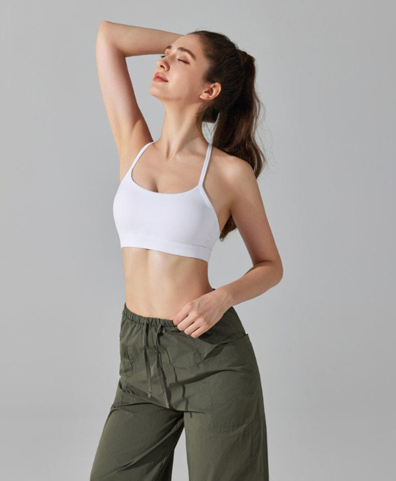 Y Back Spaghetti Straps Sports Bra