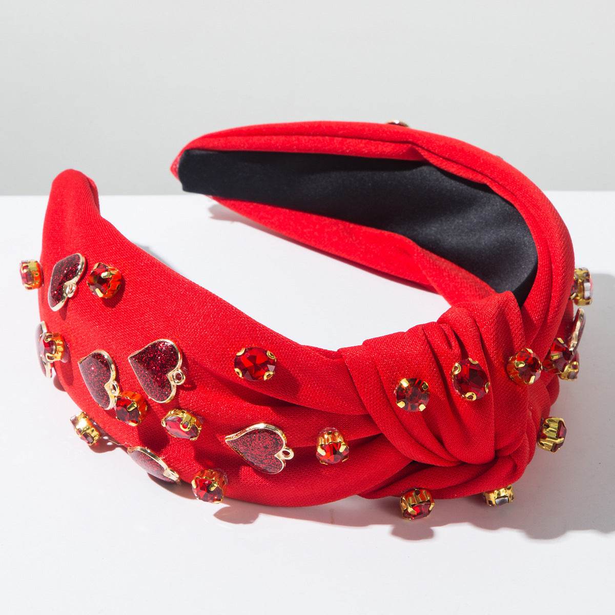 Wide Top Knot Headband With Love Heart