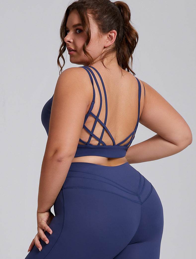 V Neck Cross Back Sports Bra