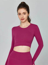 Long Sleeve Hollow Out Back Sports T-Shirt
