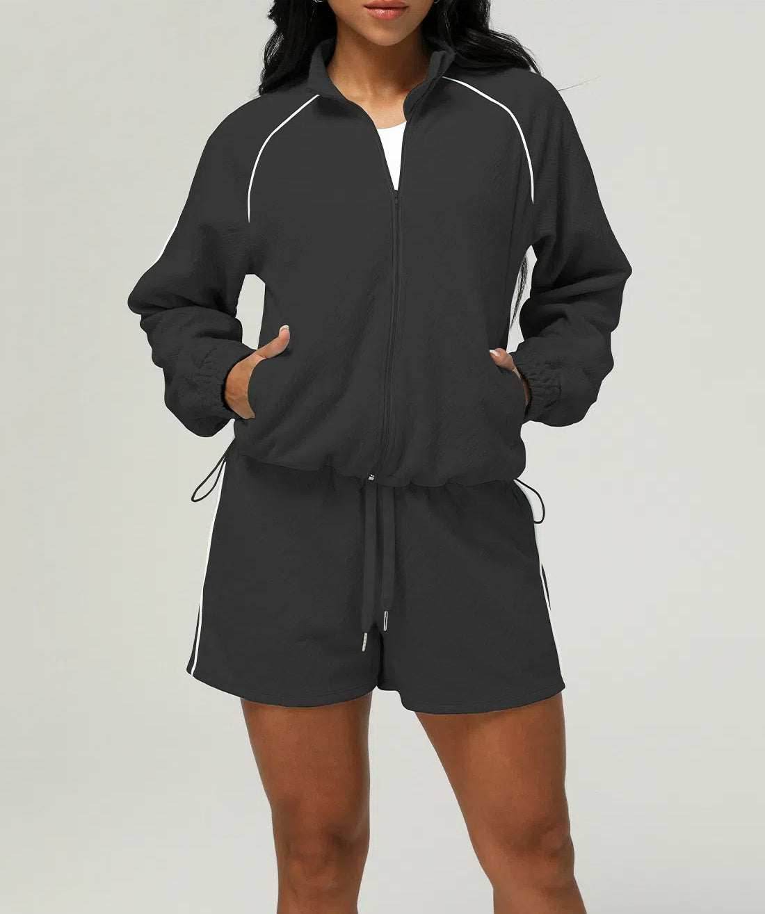 Casual Sportswear Set with Jacket and Short
