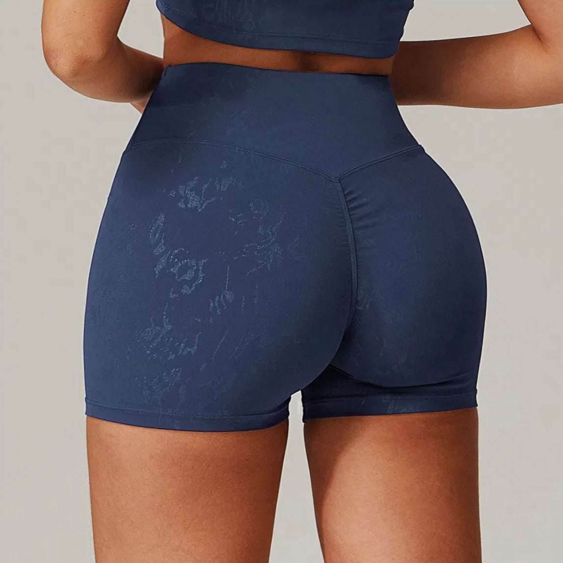 High Waist Yoga Short With Gold Blocking Pattern