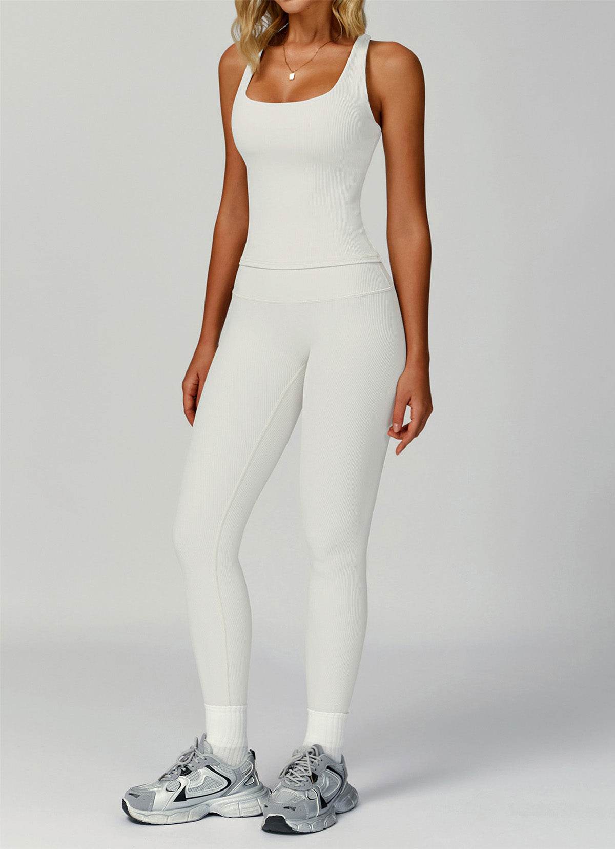 Ribbed Activewear Set with Sports Tank Top and Legging