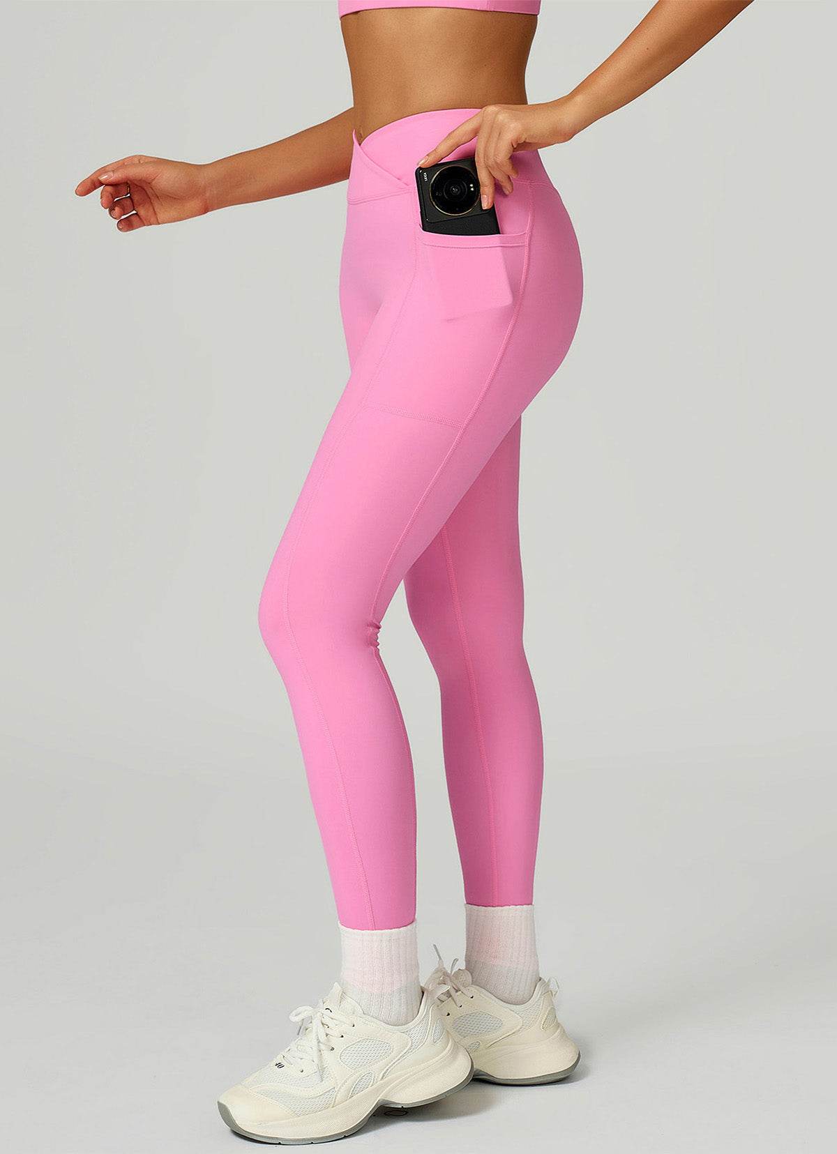 Cross Waist Yoga Leggings with Pockets