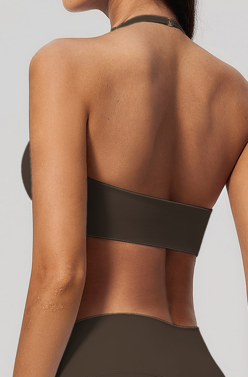 Adjustable Thin Halter Neck Strap Sports Bra