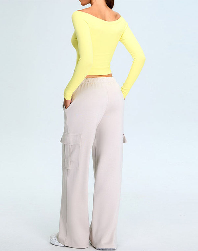 Activewear Set with Off-Shoulder Top and Sweatpant