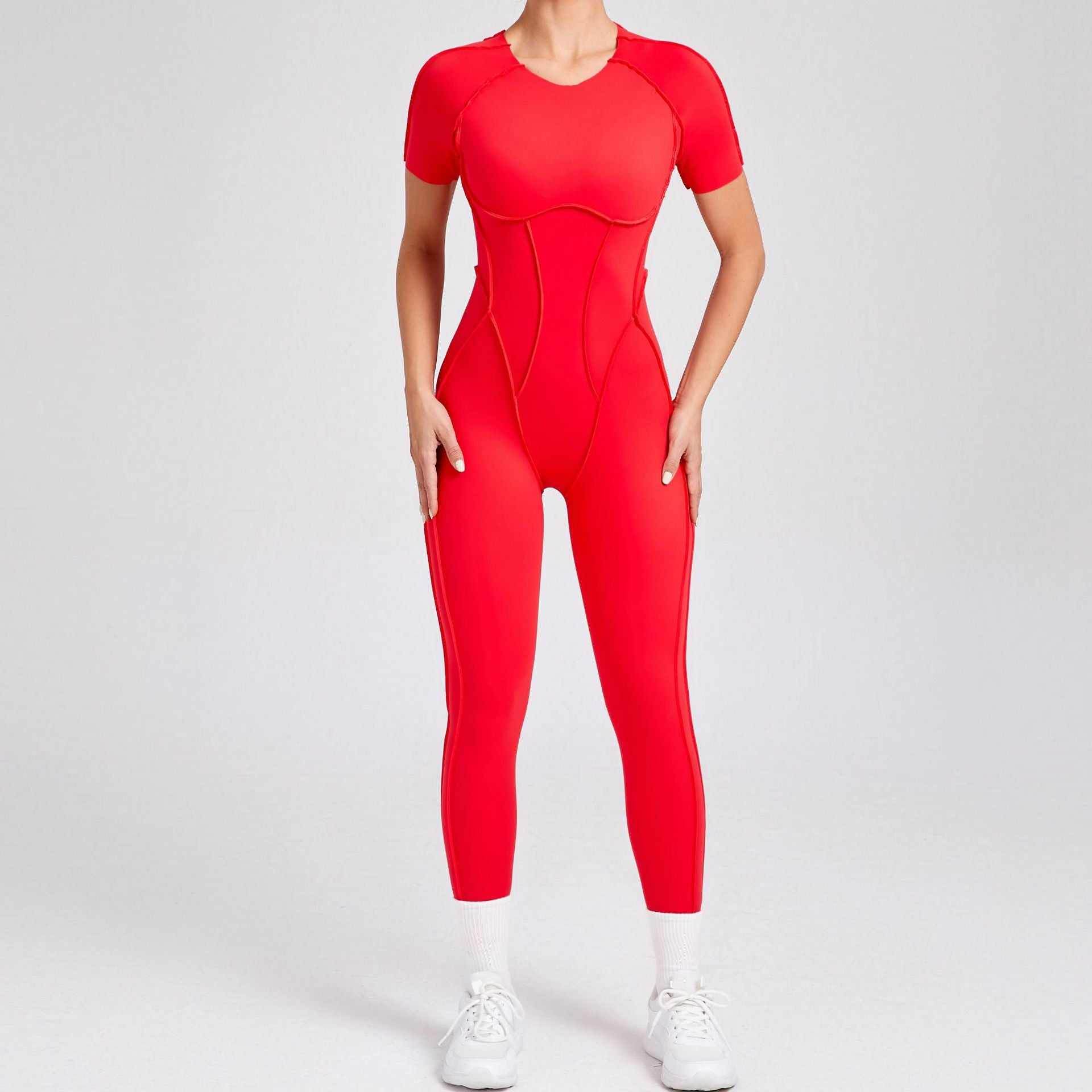 Short Sleeve Backless Yoga Jumpsuits