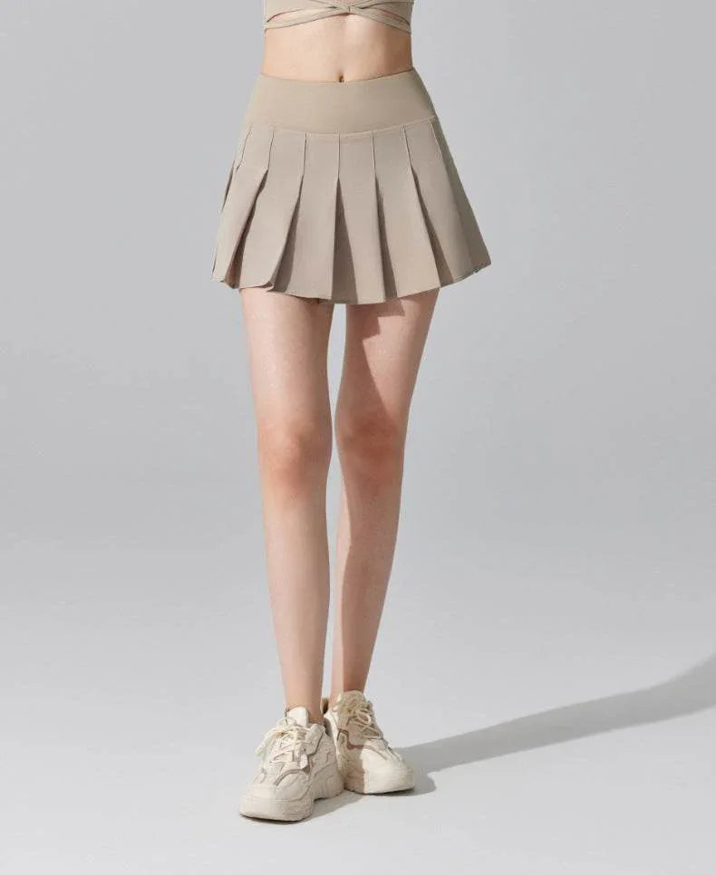 Pleated Tennis Mini Skirt with Shorts and Pockets -