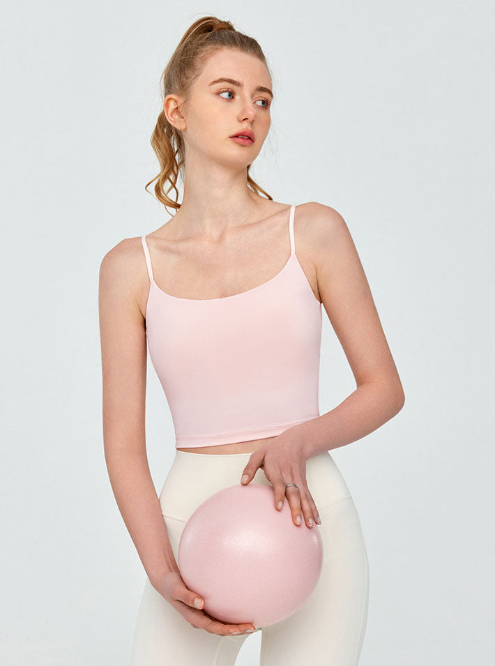 Twist Back Spaghetti Straps Sports Tank Top