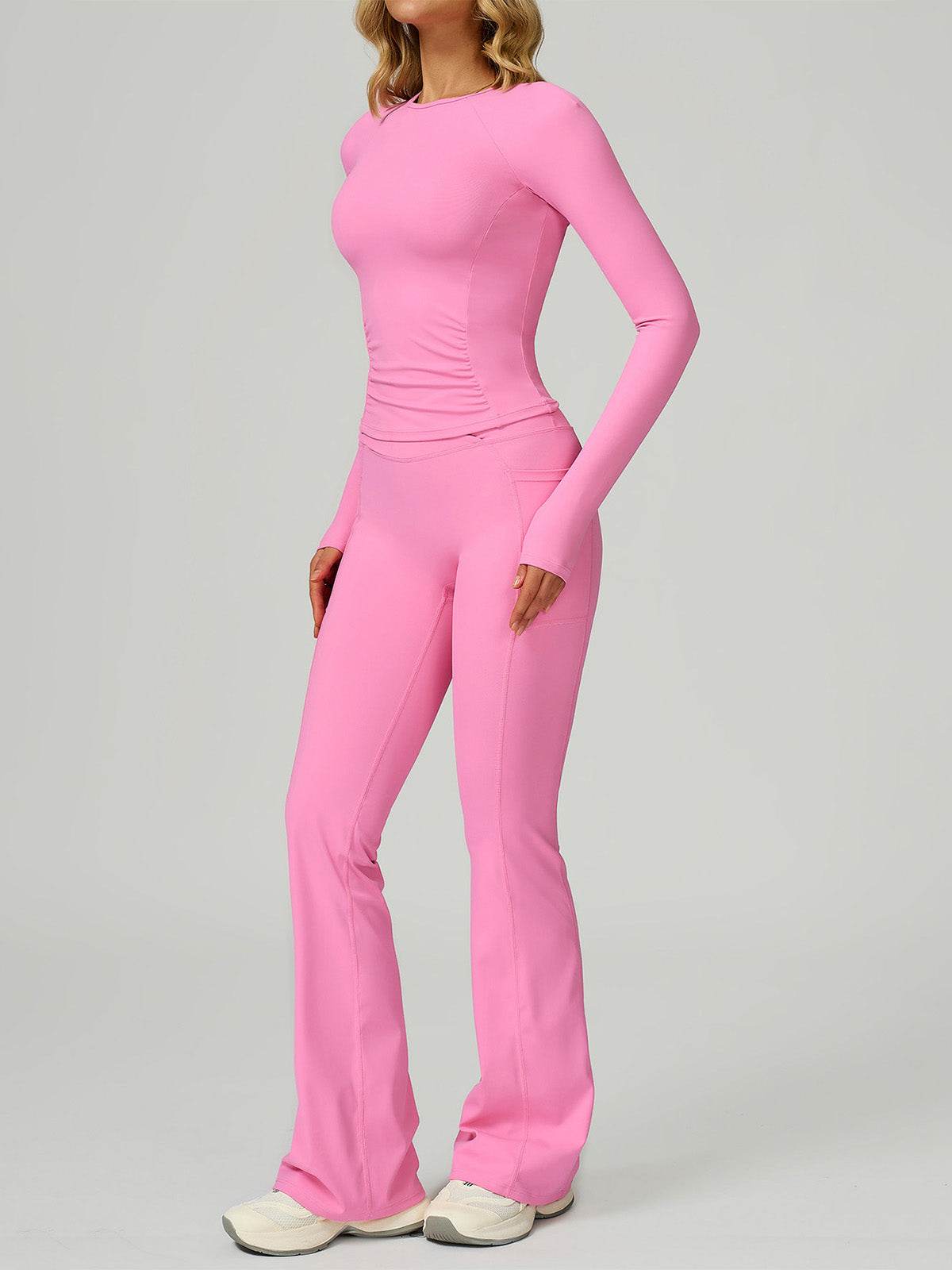 Sport Set with Long Sleeve Crew Neck T-Shirt and Flared Pant -