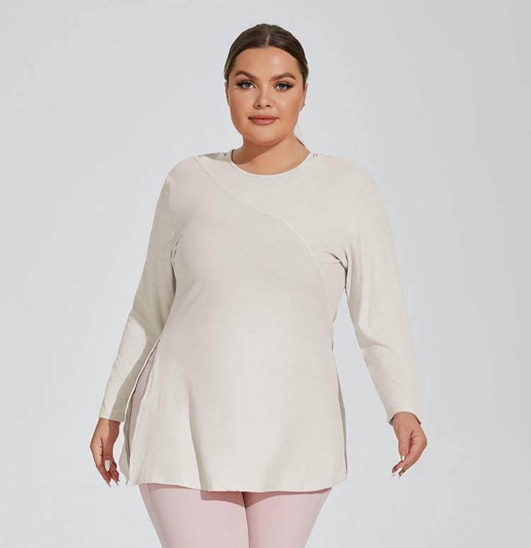 Plus Size Yoga Long Sleeve Hooded T-Shirt