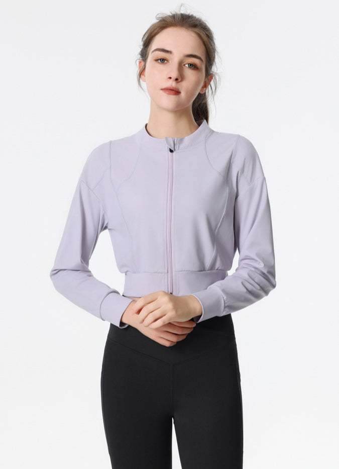 Ribbed Crop Workout Jacket
