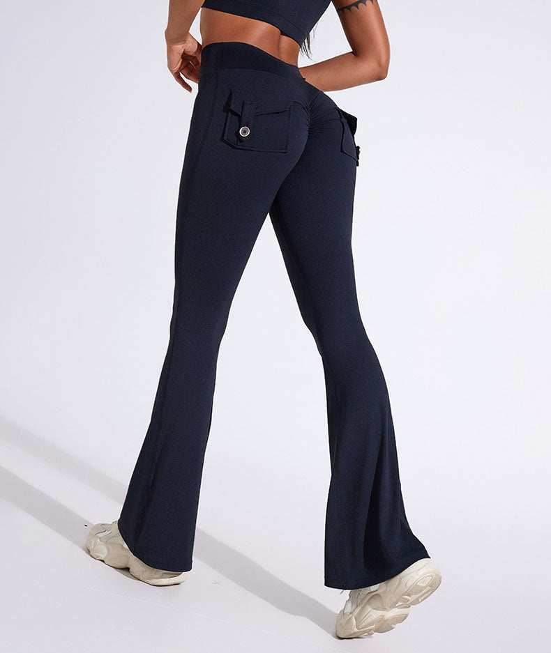 High Waist Yoga Flared Pant With Tooling Pocket