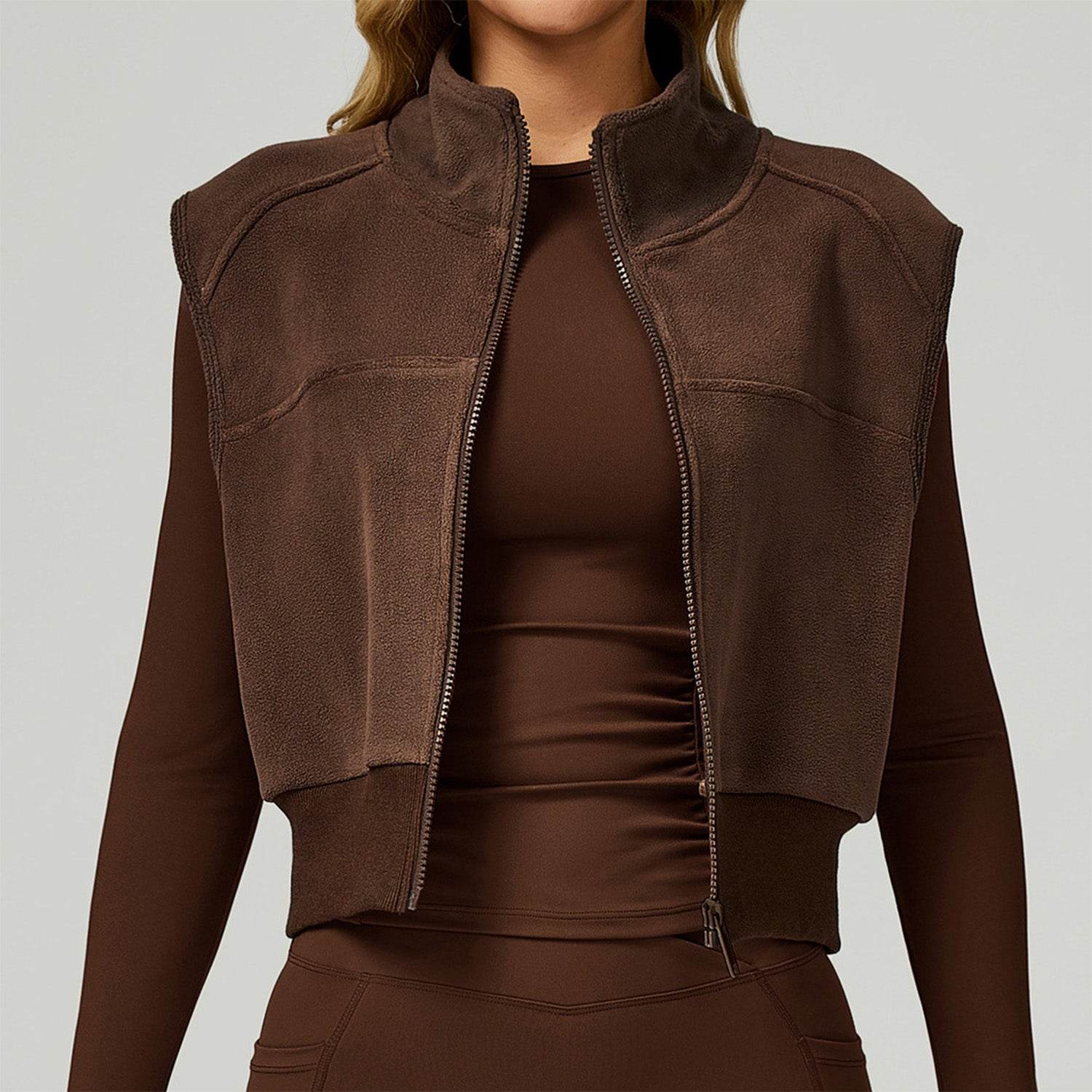 Fleece Coat Vest Outerwear Warm Sleeveless Zip Jackets