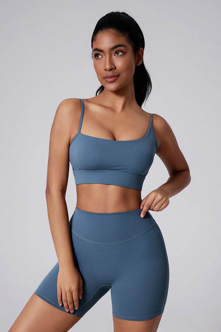 Square Neck Thin Strap Sports Bra