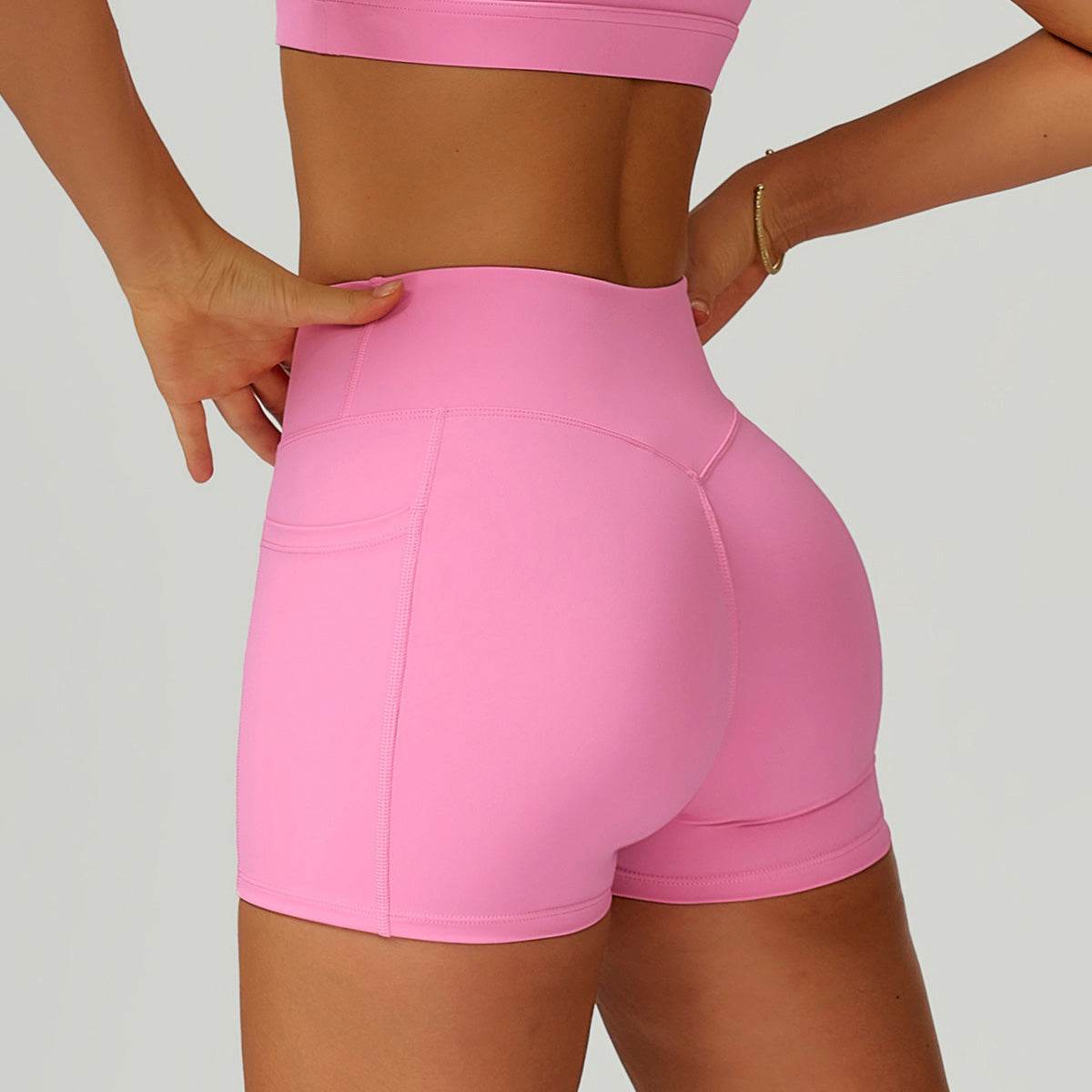 Cross Waist Yoga Shorts with Pockets