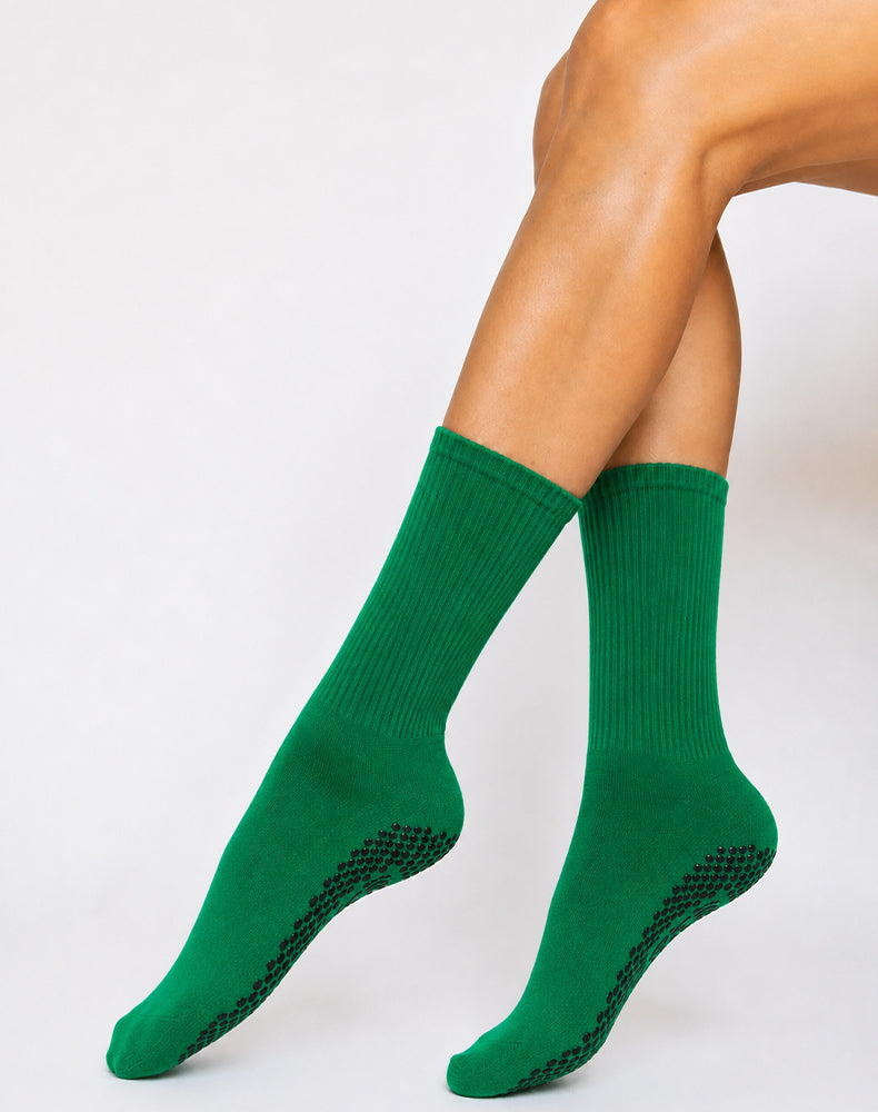 Pilates Yoga Crew Socks with Non Slip Grippers
