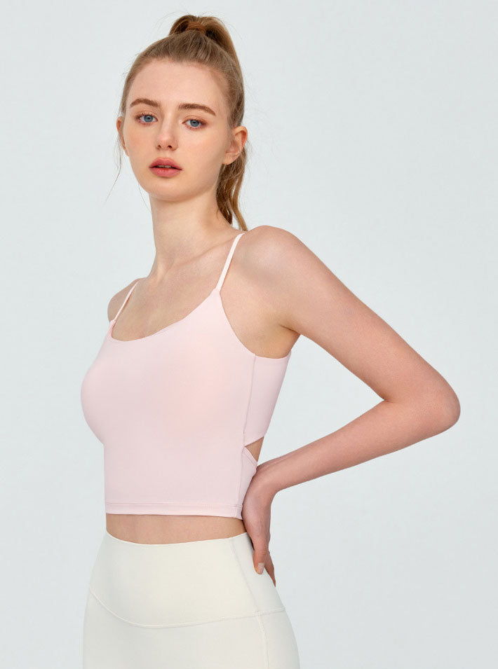 Twist Back Spaghetti Straps Sports Tank Top