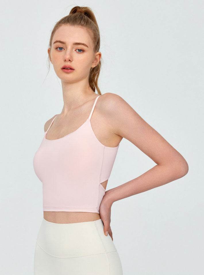 Twist Back Spaghetti Straps Sports Tank Top