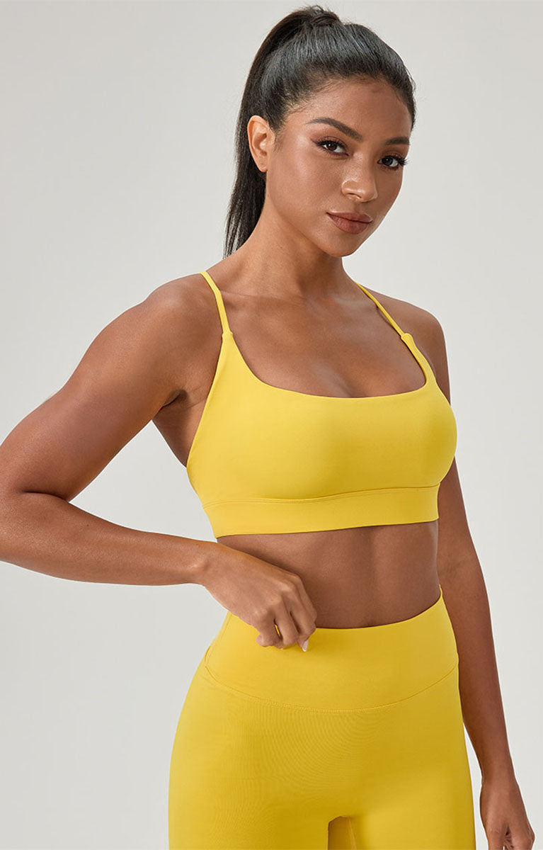 Cross Spaghetti Straps Sports Bra with Chest Pad