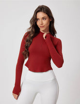 Slim Fit Fitness Zipper Jacket with Thumb Hole