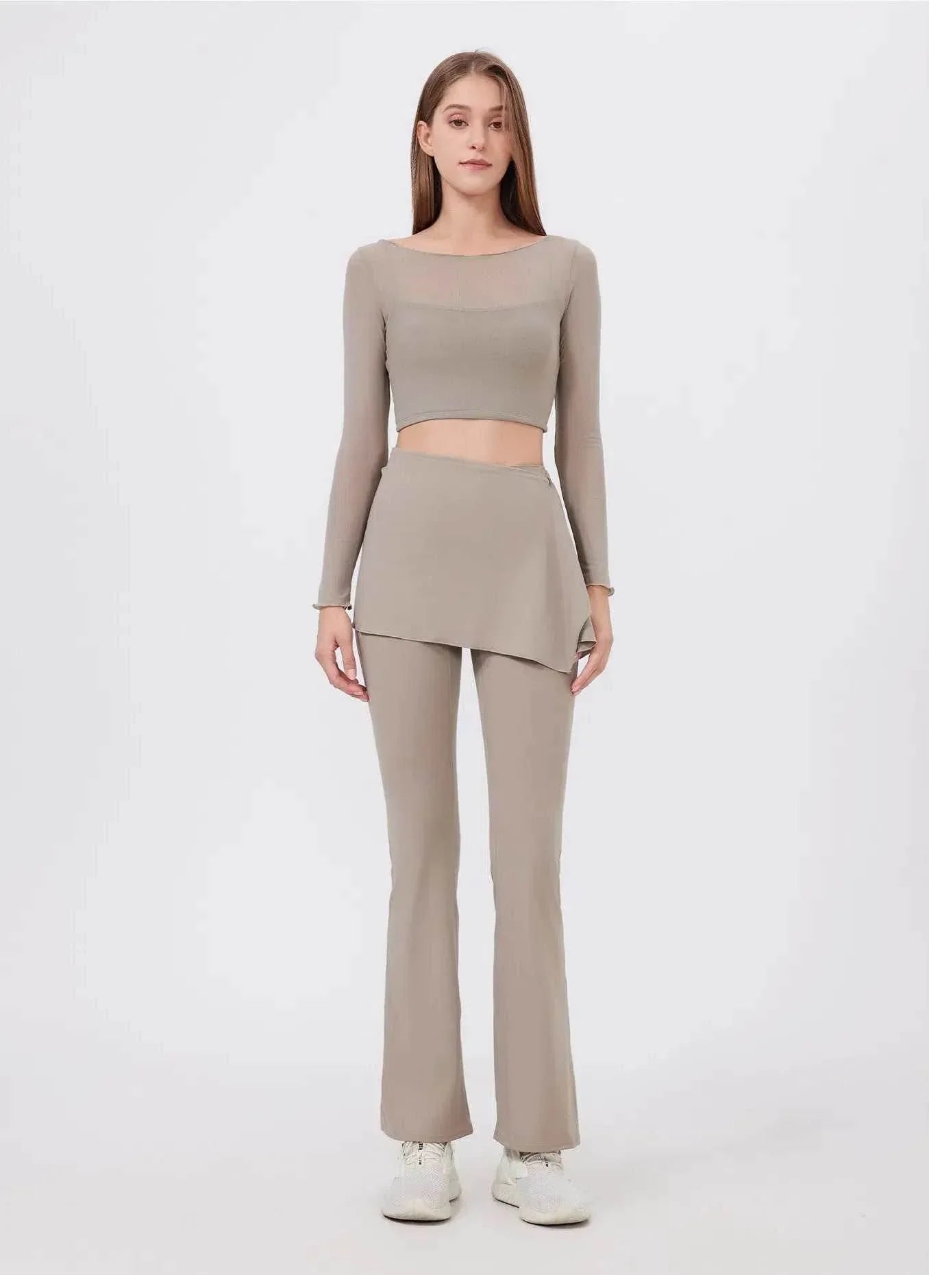 Semi Skirted Gym Flared Pants