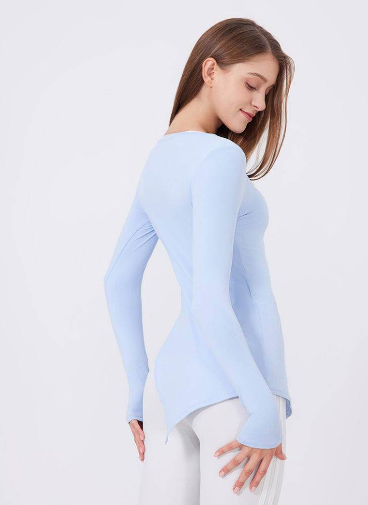 Split Drawstring Yoga T-Shirts -