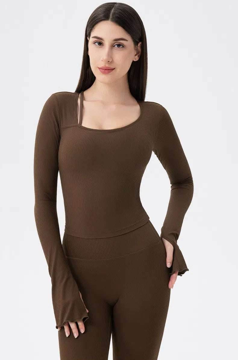 Long Sleeves Ribbed Yoga T-Shirt