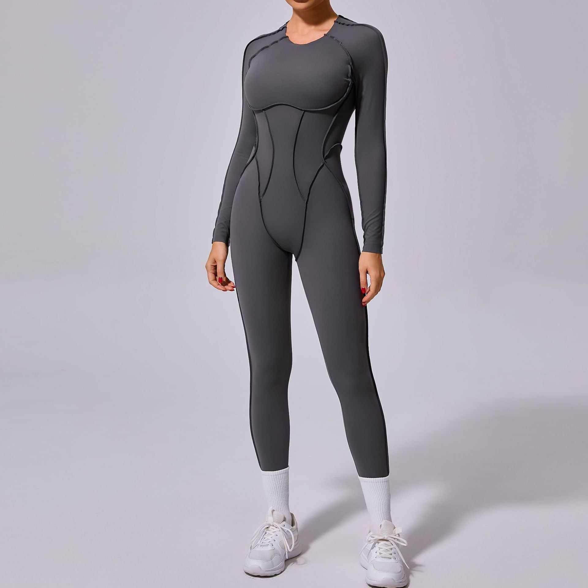 Long Sleeve Backless Yoga Jumpsuits -
