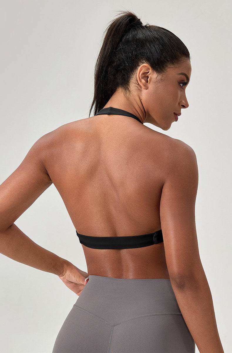 Twist Front Halter Straps Sports Bra -