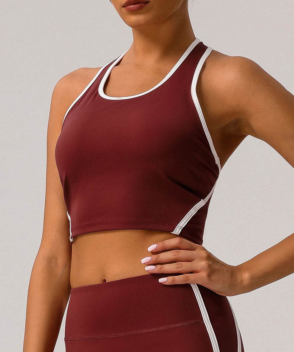 Workout Crop Tank Tops Racerback Bra with Chest Pads -