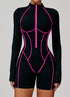 Three Dimensional Line Sports Backless Short Jumpsuit
