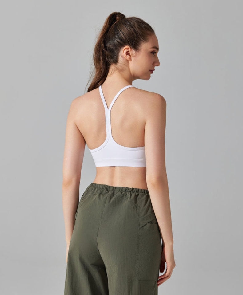 Y Back Spaghetti Straps Sports Bra
