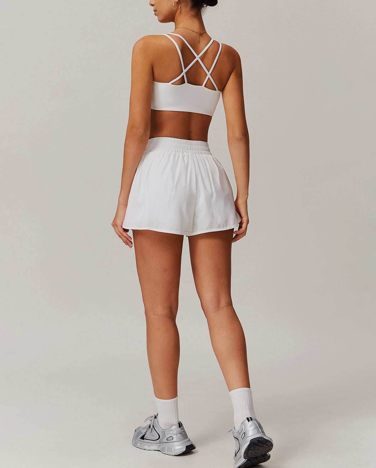 Activewear Set With Cross Back Sports Bra and Shorts
