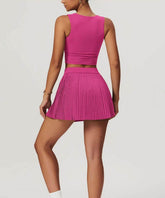 Activewear Set With Tank and Accordion Pleated Skirt