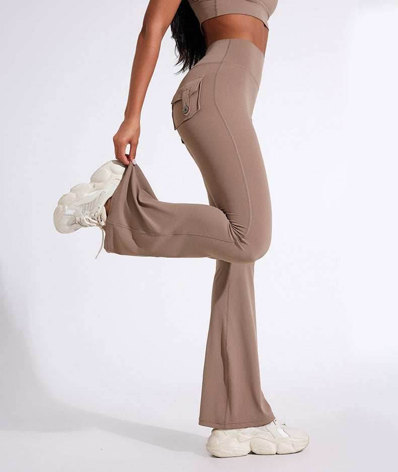 High Waist Yoga Flared Pant With Tooling Pocket